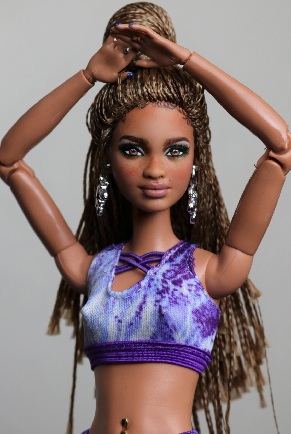 Monet Articulated Customized Biracial Ooak Bmr1959 Made To Move Micro Braids Barbie Doll