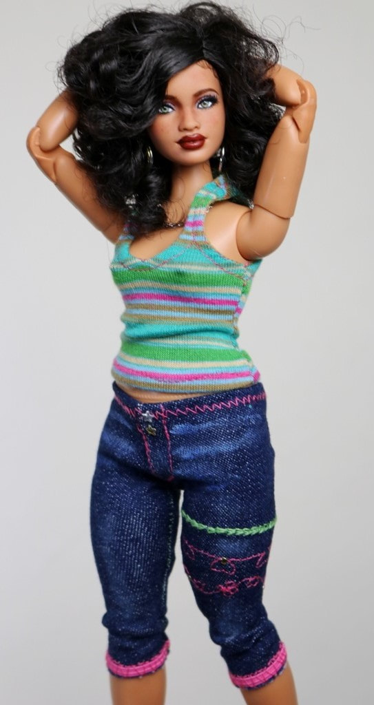 Sold Ola Rae Biracial Ooak Mbili Barbie Hybrid Repaint On A Curvy Made To Move Barbie Body