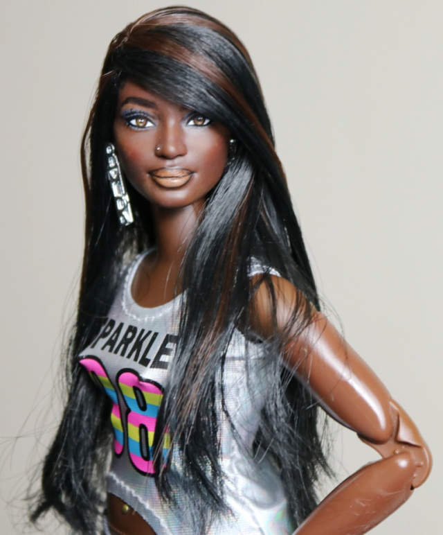 Taraji- CURVY Customized OOAK Pazette Barbie BMR 1959 Repaint with re ...