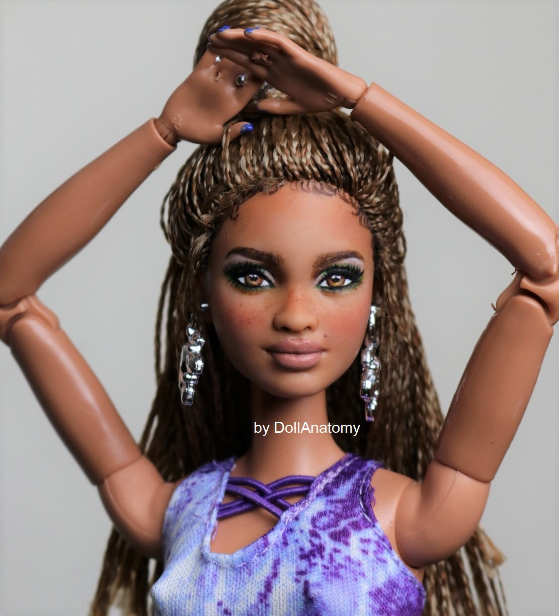 Monet Articulated Customized Biracial Ooak Bmr1959 Made To Move Micro Braids Barbie Doll